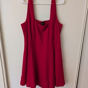 GAP Womens XL Linen Blend Fit & Flare Dress Red Cottagecore Shabbychic Preppy